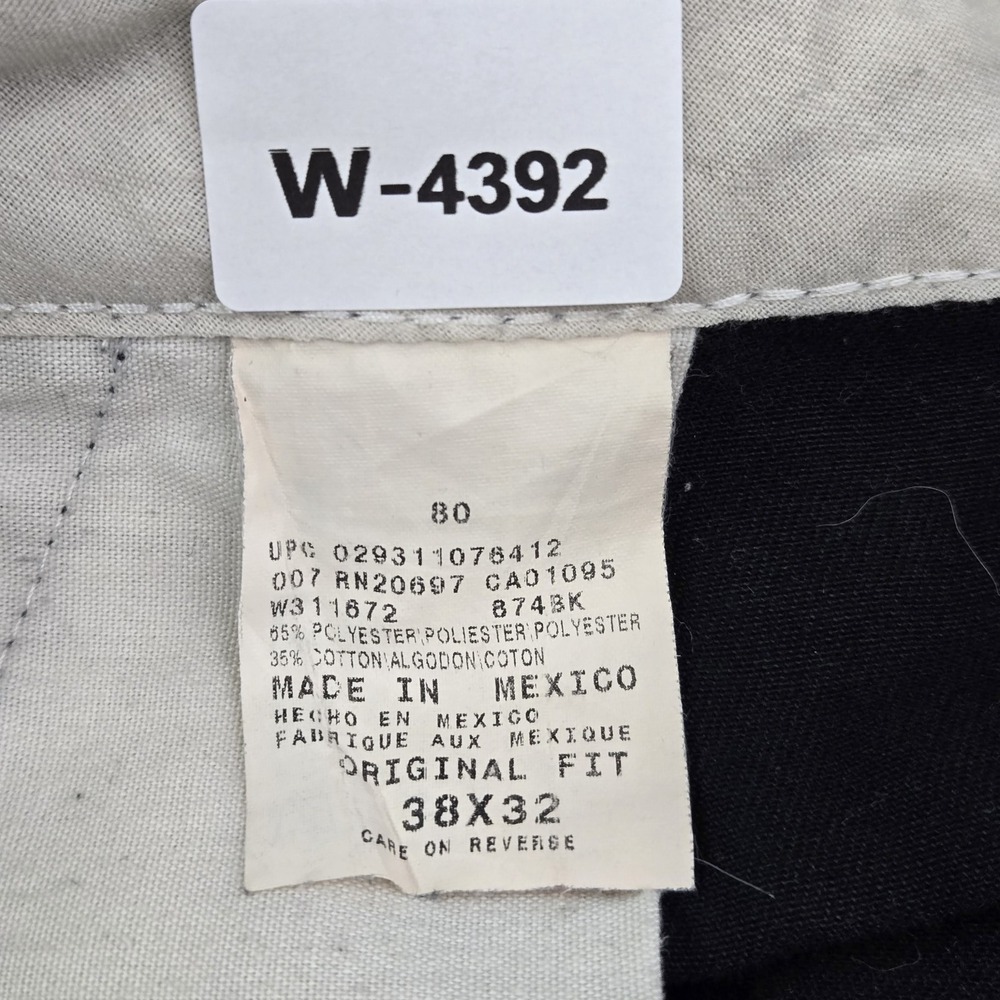 Dickies Men Pants 38X32 Black Chino Twill Work Pants Button 32" Inseam Logo - Picture 2 of 12